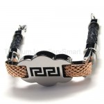 New Mens Stylish Titanium and Leather Two-tone Bracelet 18713