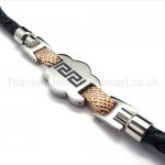 New Mens Stylish Titanium and Leather Two-tone Bracelet 18713