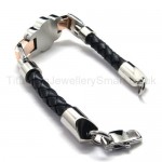 New Mens Stylish Titanium and Leather Two-tone Bracelet 18713