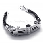 New Mens Stylish Titanium and Leather Bracelet 18714