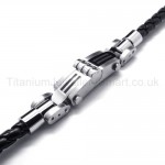 New Mens Stylish Titanium and Leather Bracelet 18714