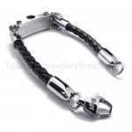 New Mens Stylish Titanium and Leather Bracelet 18714