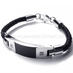 Mens Fashion Titanium and Leather Bracelet 18715