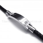 Mens Fashion Titanium and Leather Bracelet 18715