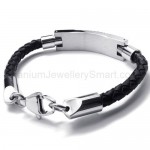 Mens Fashion Titanium and Leather Bracelet 18715