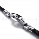 Stylish Mens Titanium and Leather With Cross Bracelet 18716