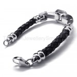 Stylish Mens Titanium and Leather With Cross Bracelet 18716