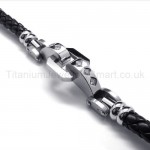 Stylish Mens Titanium and Leather With Diamond Bracelet 18717