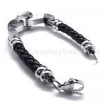 Stylish Mens Titanium and Leather With Diamond Bracelet 18717