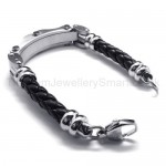 Titanium and Leather With Diamond Bracelet 18718