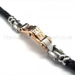 Two-tone itanium Leather Bracelet 18719