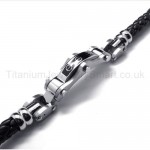 Mens Fashion Titanium Leather Bracelet 18723