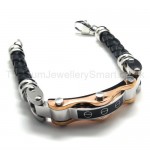 Mens Stylish Gold Titanium Leather Bracelet 18724