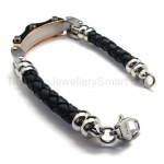 Mens Stylish Gold Titanium Leather Bracelet 18724