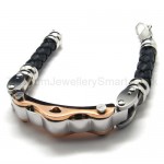 Gold Mens Fashion Titanium Leather Bracelet 18725