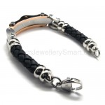 Gold Mens Fashion Titanium Leather Bracelet 18725