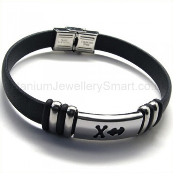 Titanium Leather Mens Bracelet 18802