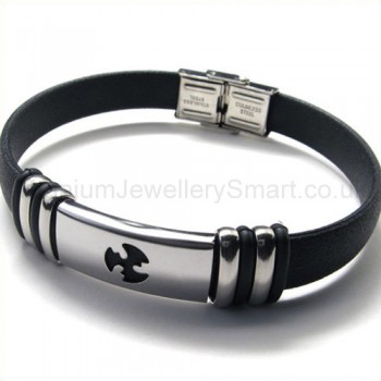 Titanium Leather Mens Bracelet 18806