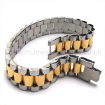 Mens Gold Titanium Bread Link Bracelet 18922