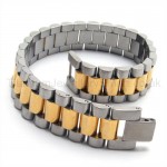 Mens Gold Titanium Bread Link Bracelet 18922