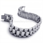 Mens Silver Titanium Bread Link Bracelet 18923