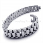 Mens Silver Titanium Bread Link Bracelet 18923