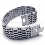 Mens Silver Titanium Nine layer Wide Bracelet 18925