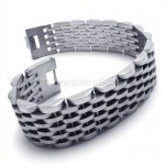 Mens Silver Titanium Nine layer Wide Bracelet 18925