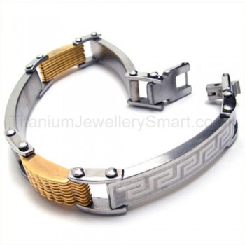 Gold Titanium Grooved Bracelet 18926