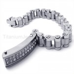 Bike Chain Titanium Inlay Diamond ID Bracelet 19049