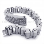 Bike Chain Titanium Inlay Diamond ID Bracelet 19049