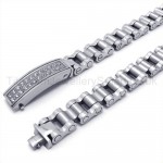 Bike Chain Titanium Inlay Diamond ID Bracelet 19049