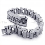 Titanium Single Row Inlay Diamond ID Bracelet 19050