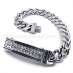 Titanium Fully Inlay Diamond ID Curb Link Bracelet