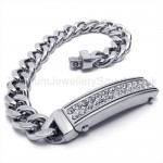 Titanium Fully Inlay Diamond ID Curb Link Bracelet