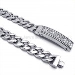 Titanium Fully Inlay Diamond ID Curb Link Bracelet