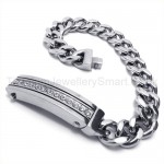 Titanium Single Row Inlay Diamond Curb Link Bracelet 19052