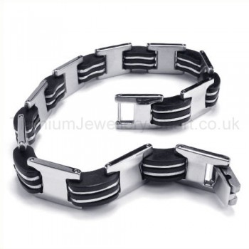 Two-tone Titanium Double H-link Bracelet 19202