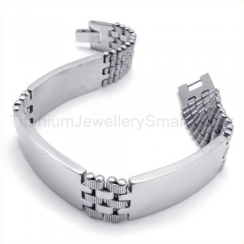 Polished Titanium Mechanics Link ID Bracelet 19204