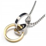 Men's Pure Titanium Three Rings Necklace Pendant Chain (New) 07394