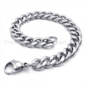 Polished Titanium Cable Curb Link Bracelet 19212