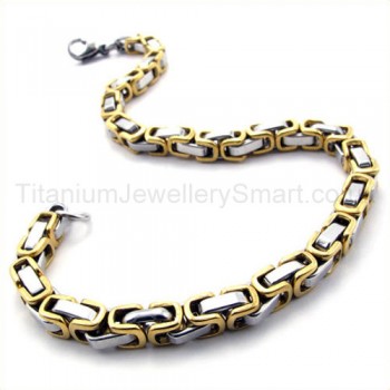 Gold Great Wall Pattern Single Folded Titanium Bracelet 19290