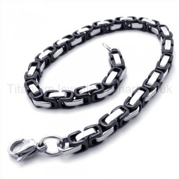 Black Great Wall Pattern Single Folded Titanium Bracelet 19291