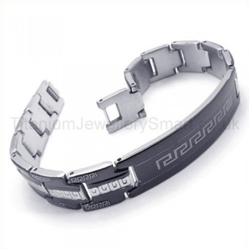 Great Wall Pattern Titanium ID Bracelet 19333