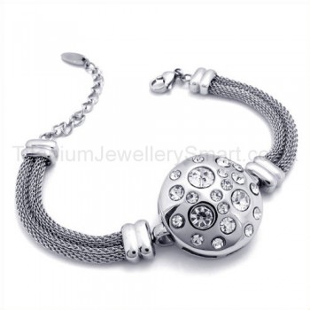 Adjustable Length Titanium Inlay Diamond Bracelet 19348
