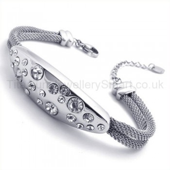 Titanium Inlay Diamond Oval Bracelet 19353