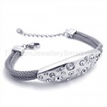 Titanium Inlay Diamond Oval Bracelet 19353