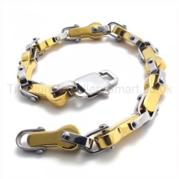 Titanium Gold Key Link Bracelet 19404