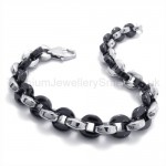 Titanium Two-tone Small Round Cake Link Bracelet 19409