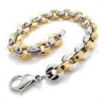 Titanium Gold and Silver Small Round Cake Link Bracelet 19410